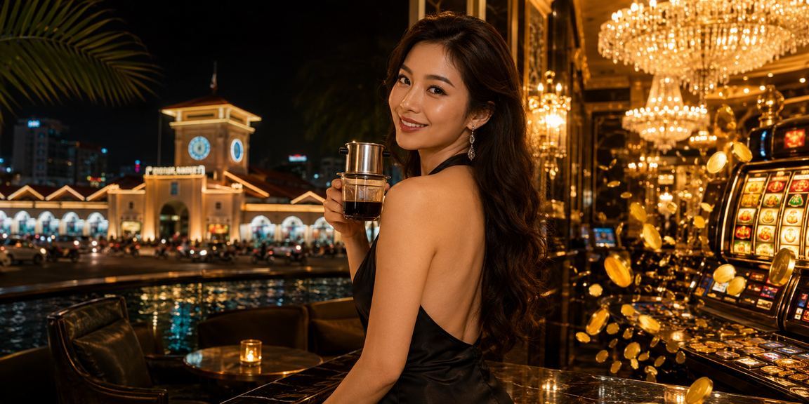 Người dùng tại TP.HCM thưởng thức cà phê và chơi slot game trên điện thoại